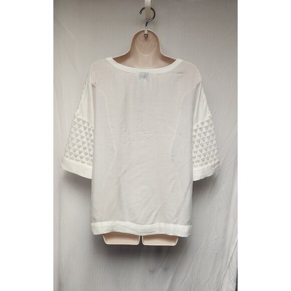 Stylus Round Neck Off White Short Sleeve Blouse Size XL - Picture 4 of 8